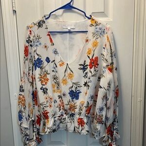 Sugar lips Floral Print V-Neck Blouse